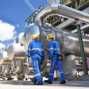 Workers in an industrial plant