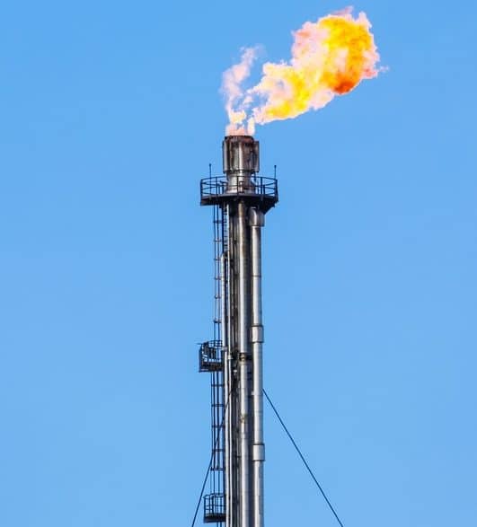 Refinery flare in the oil field