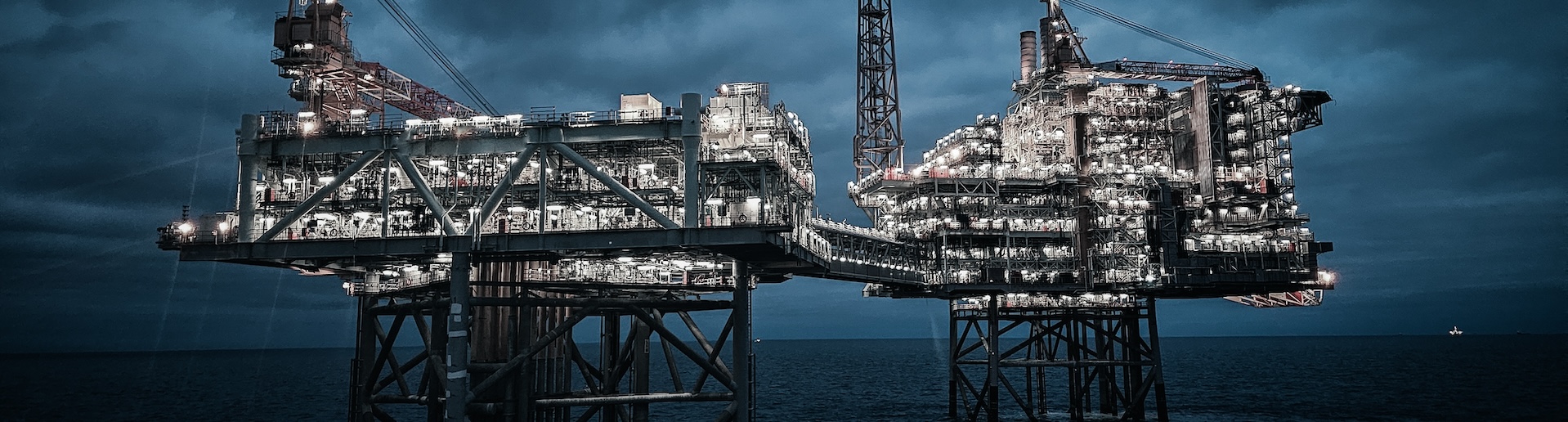 Oil and gas platforms on the sea